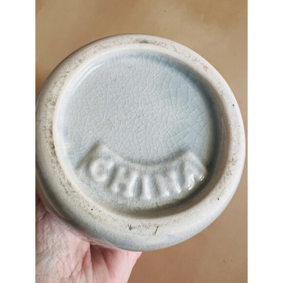 Blue Spongeware Heart Pitcher Small Stoneware Style Farmhouse Kitchen Creamer - Picture 7 of 7